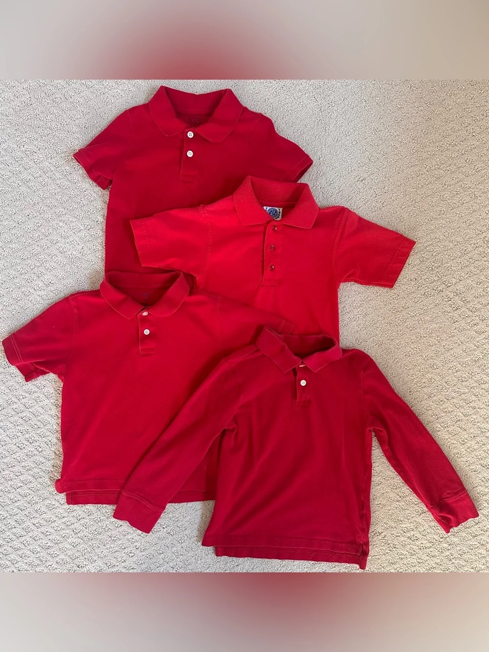 Boys Girls School Uniform Red Polo Shirt Bundle Lot 4 Pieces Sizes 5T-6/7
